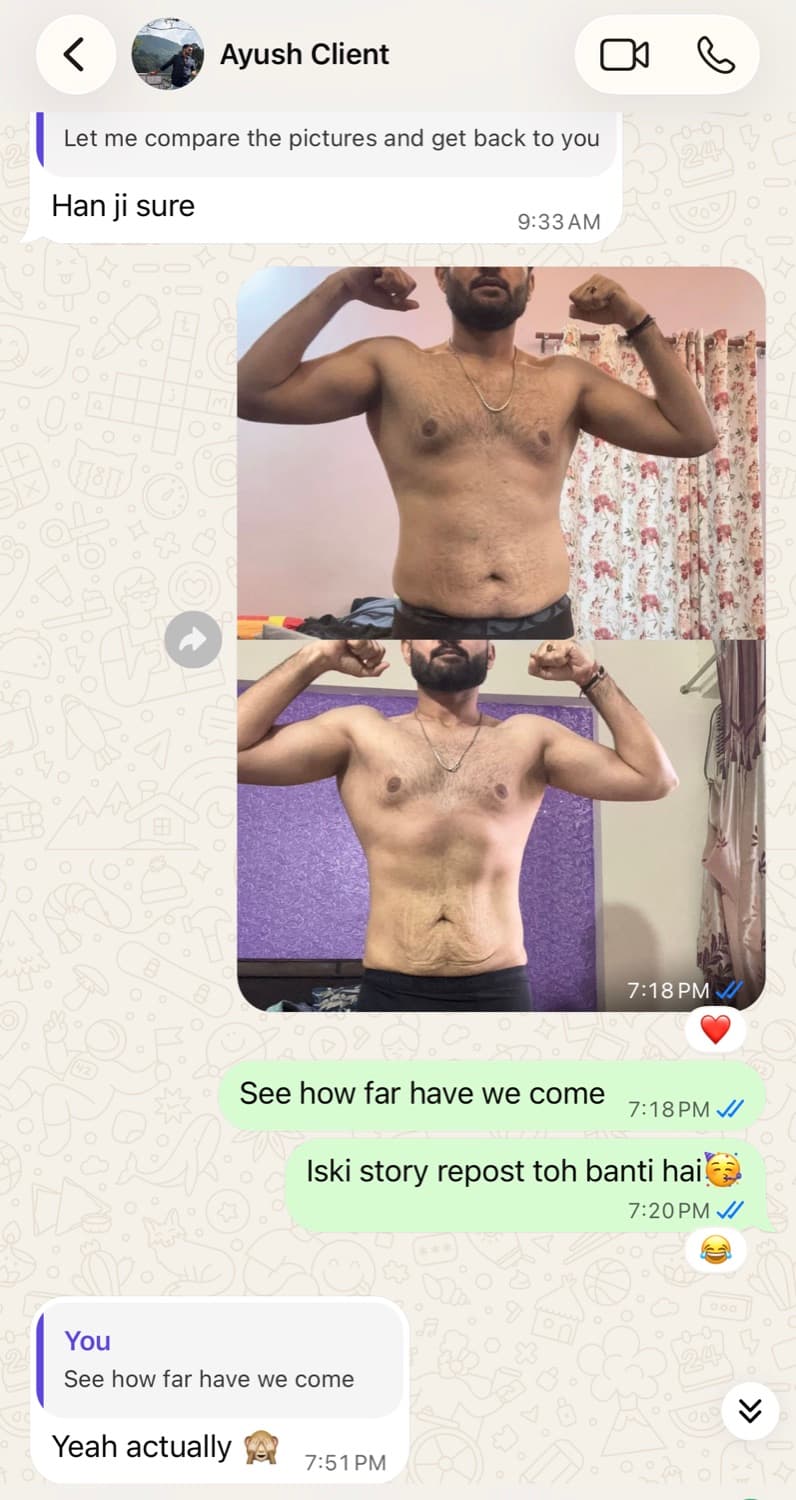 Two progress photos Ayush sent, one above the other.